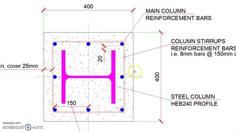 steel column concrete encasement detail